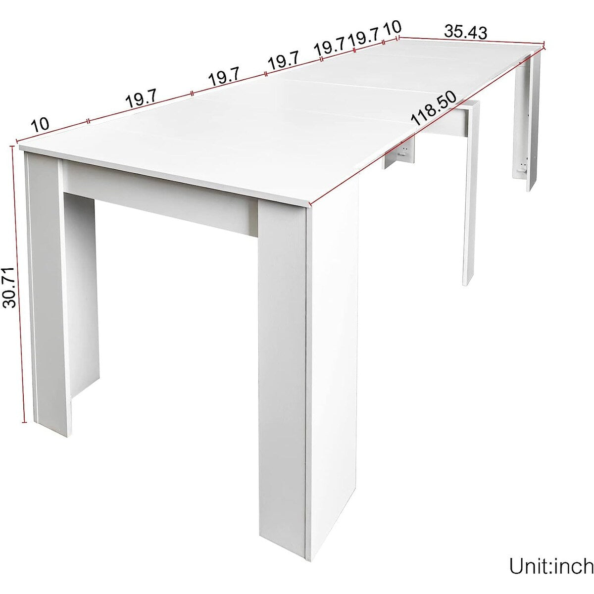 Expandable Dining Table for 6-12 Person, White Extendable Dining Room Table - N/A