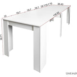 Expandable Dining Table for 6-12 Person, White Extendable Dining Room Table - N/A