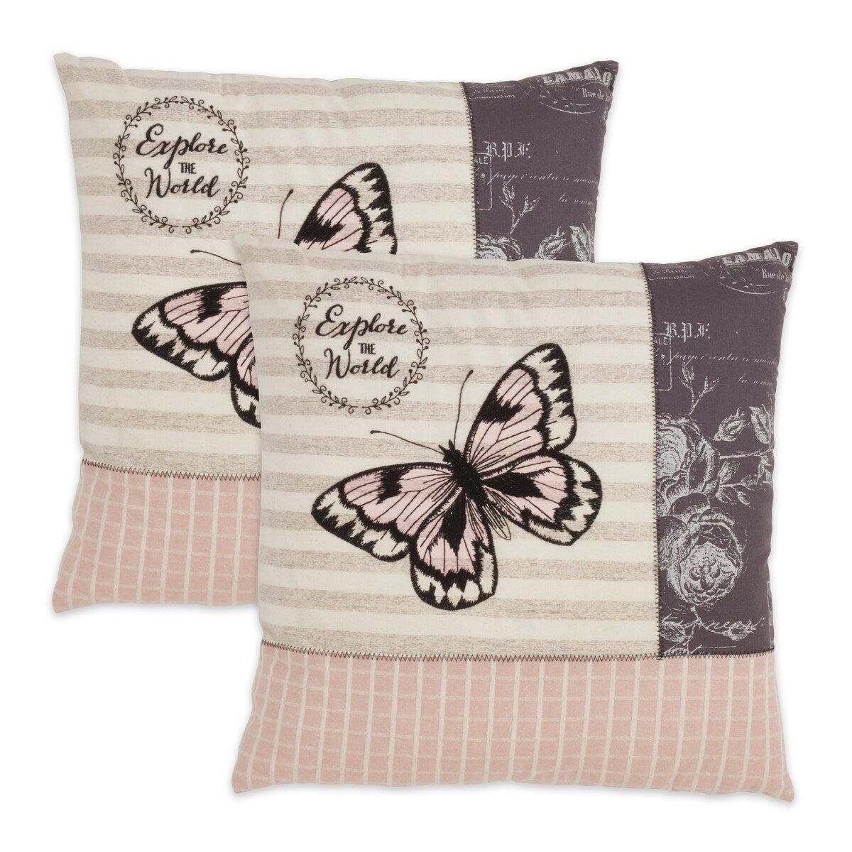 Explore the World Butterfly Throw Pillow Cover (Set of 2)