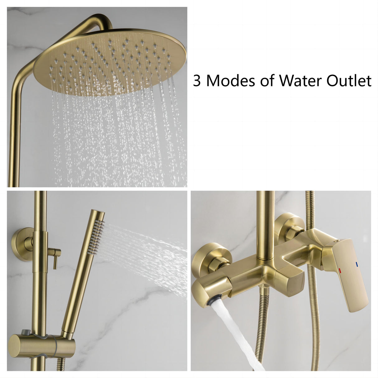 3-Way Exposed Wall-Mount Complete Shower System with Rough-in Valve