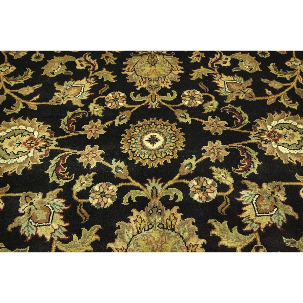 Exquisite Black/ Ivory Oriental Hand-knotted Wool Rajasthan Area Rug (9' x 12')