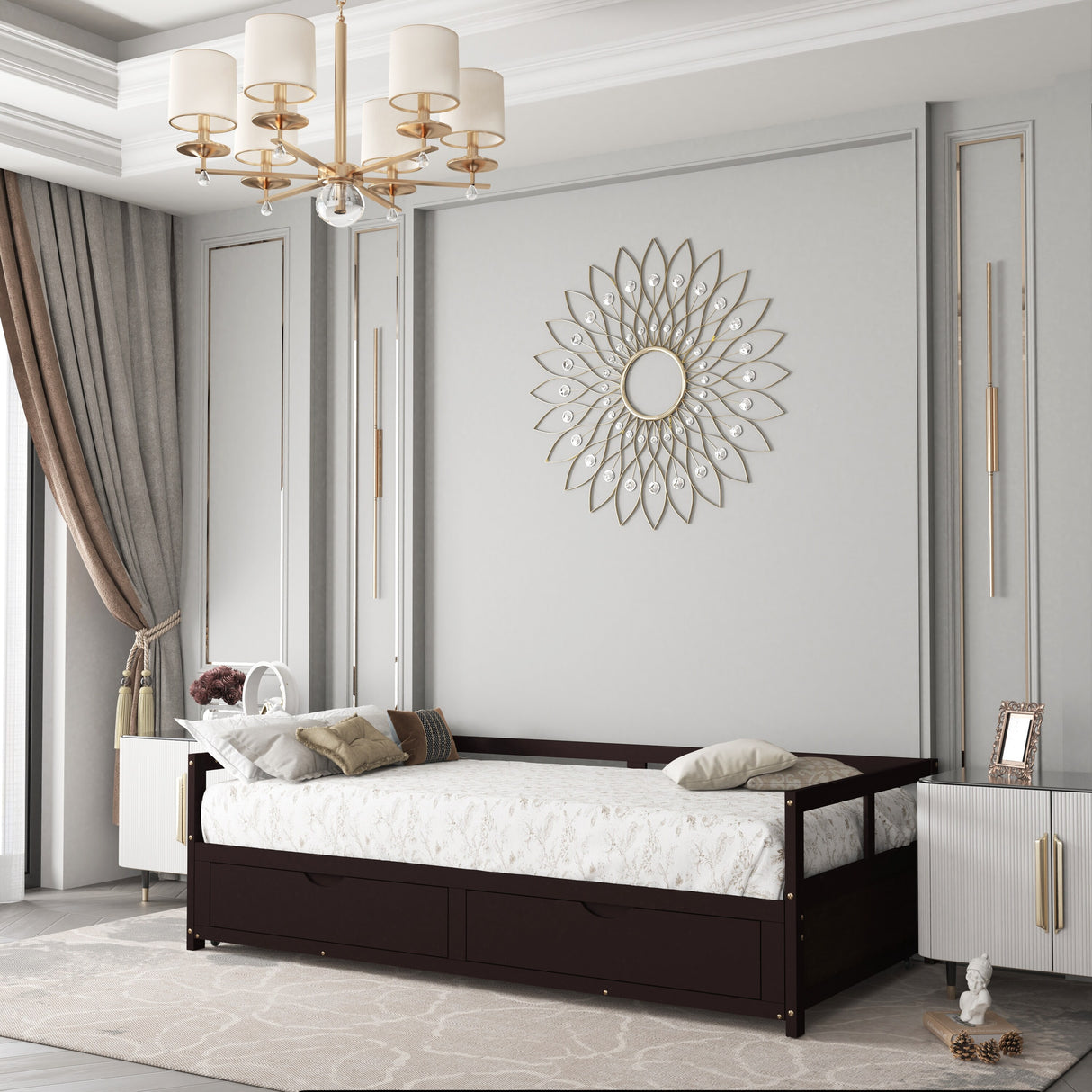Extendable Bed Daybed with Two Drawers
