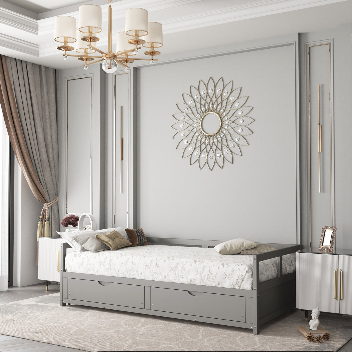 Extendable Bed Daybed with Two Drawers