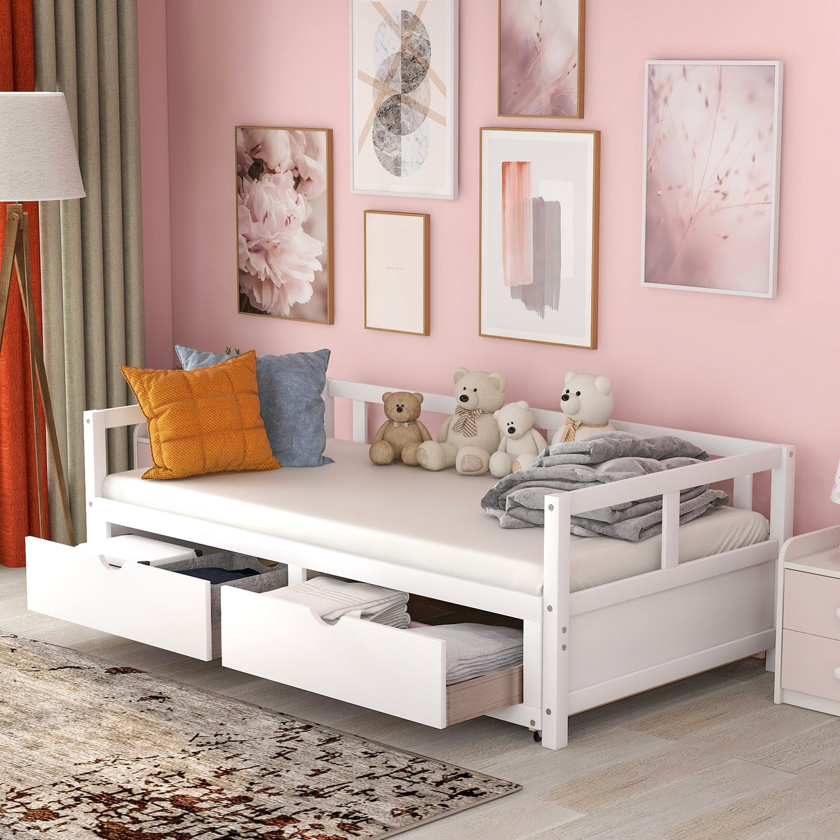 Extendable Bed Daybed with Two Drawers