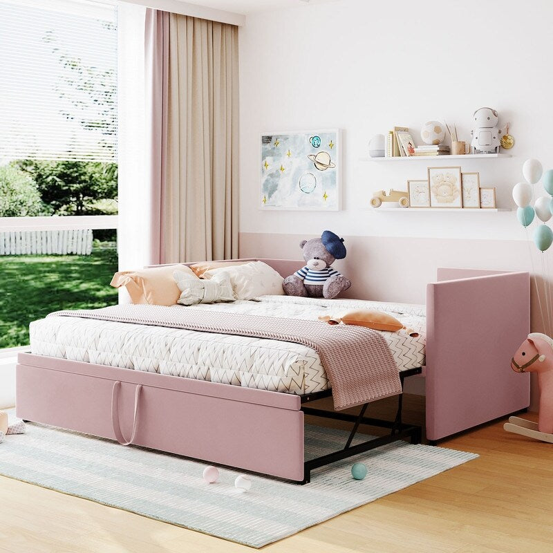 Extendable Daybed Twin to King Upholstered Daybed with Pop Up Trundle Overstock