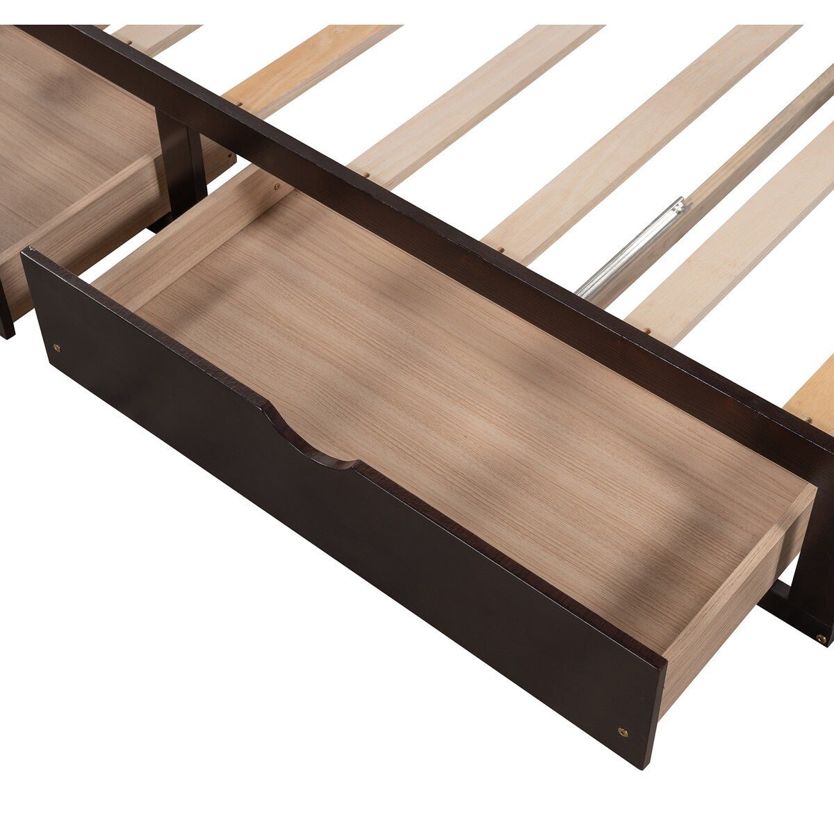 Extending Daybed with 2 Drawers, Wooden House Bed with Drawers and Roof, Twin&Full, Espresso