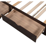 Extending Daybed with 2 Drawers, Wooden House Bed with Drawers and Roof, Twin&Full, Espresso