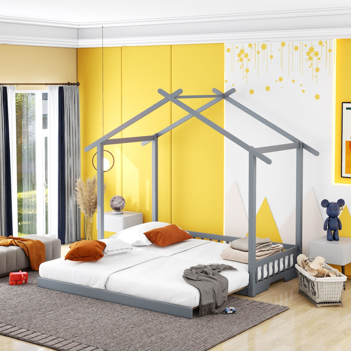 Extending House Bed, Twin to King Design Wooden Daybed for Bedroom