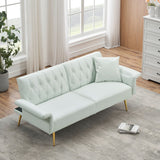Extra Comfort Modern Style Faux Leather Sofa Bed with Adjustable Backrest and Armrest