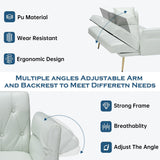 Extra Comfort Modern Style Faux Leather Sofa Bed with Adjustable Backrest and Armrest