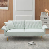 Extra Comfort Modern Style Faux Leather Sofa Bed with Adjustable Backrest and Armrest