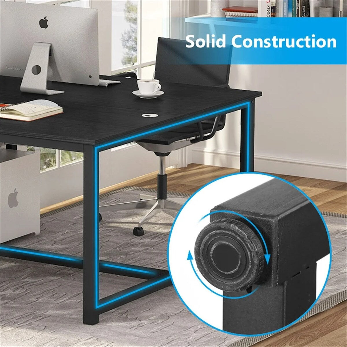 Extra Large Double Computer Desk with Shelves,Two Person Desk