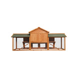 Extra Large Outdoor Wooden Bunny Cage with 2 Runs with Removable Tray with 2-Tier Waterproof Roof