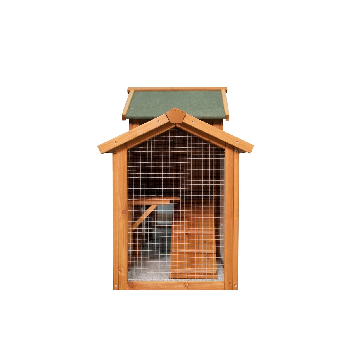 Extra Large Outdoor Wooden Bunny Cage with 2 Runs with Removable Tray with 2-Tier Waterproof Roof