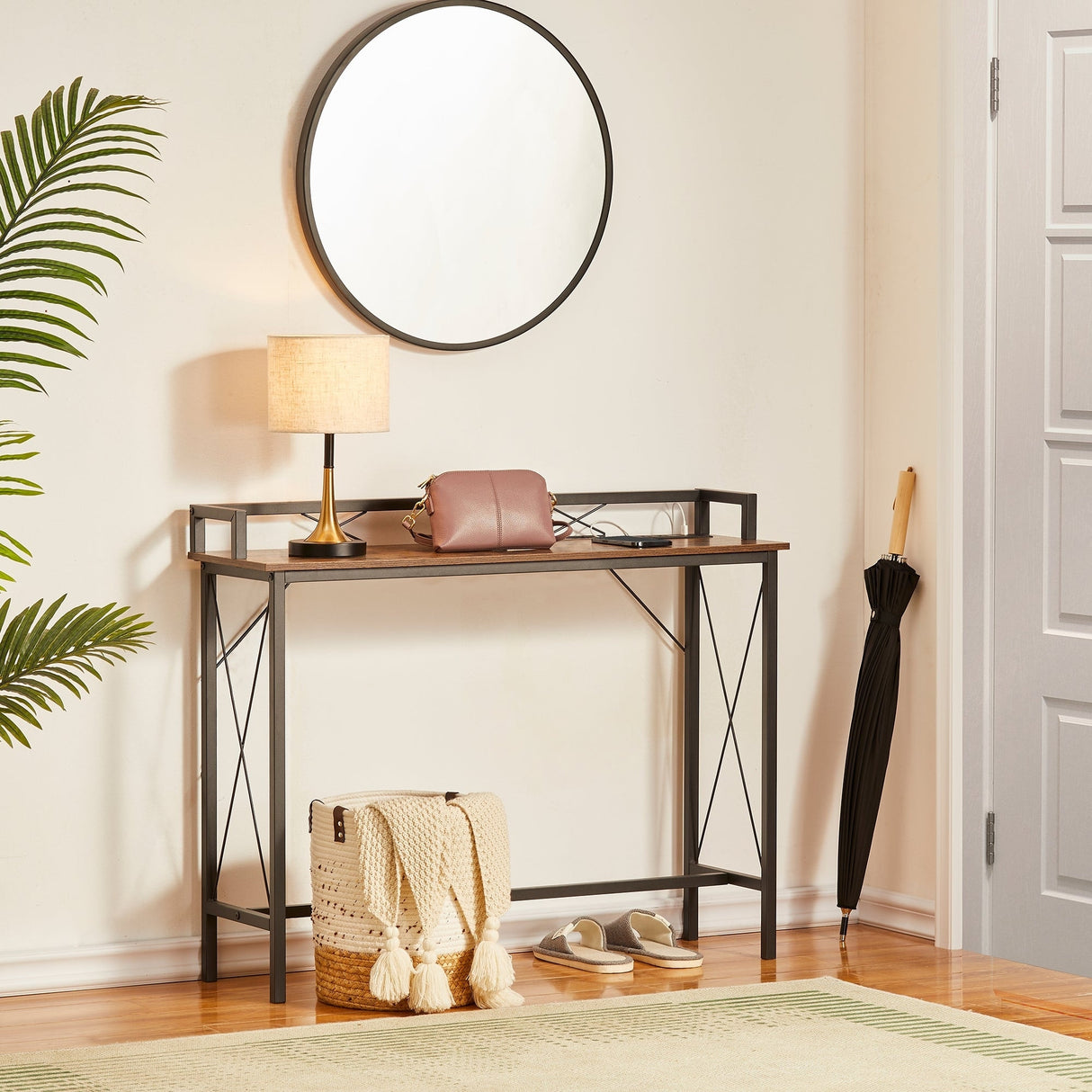 Javlergo Extra Long Console/Sofa Table with Charging Station & Power Outlet
