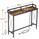 Javlergo Extra Long Console/Sofa Table with Charging Station & Power Outlet