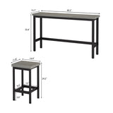 Extra Long Dining Table Set with 3 Stools Pub