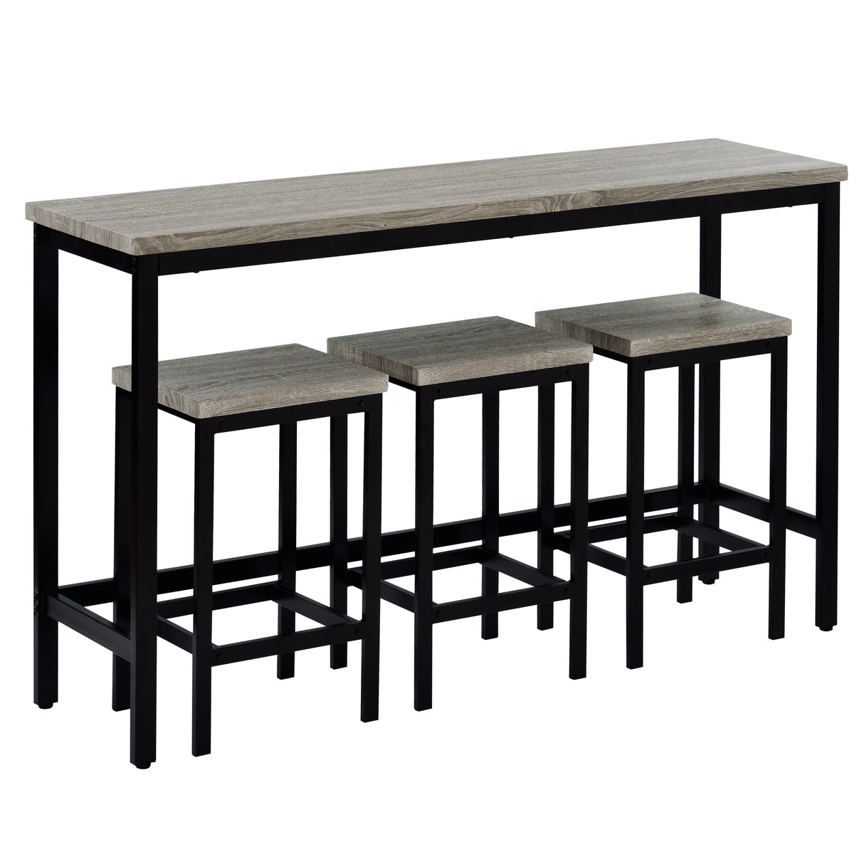 Extra Long Dining Table Set with 3 Stools Pub