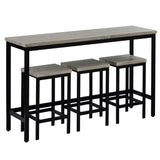 Extra Long Dining Table Set with 3 Stools Pub