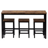 Extra Long Dining Table Set with 3 Stools Pub