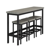 Extra Long Dining Table Set with 3 Stools Pub