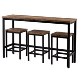 Extra Long Dining Table Set with 3 Stools Pub