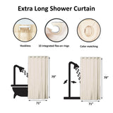 Extra Long Shower Curtain Polyester Hook Less Cubic 79"L x 71"W