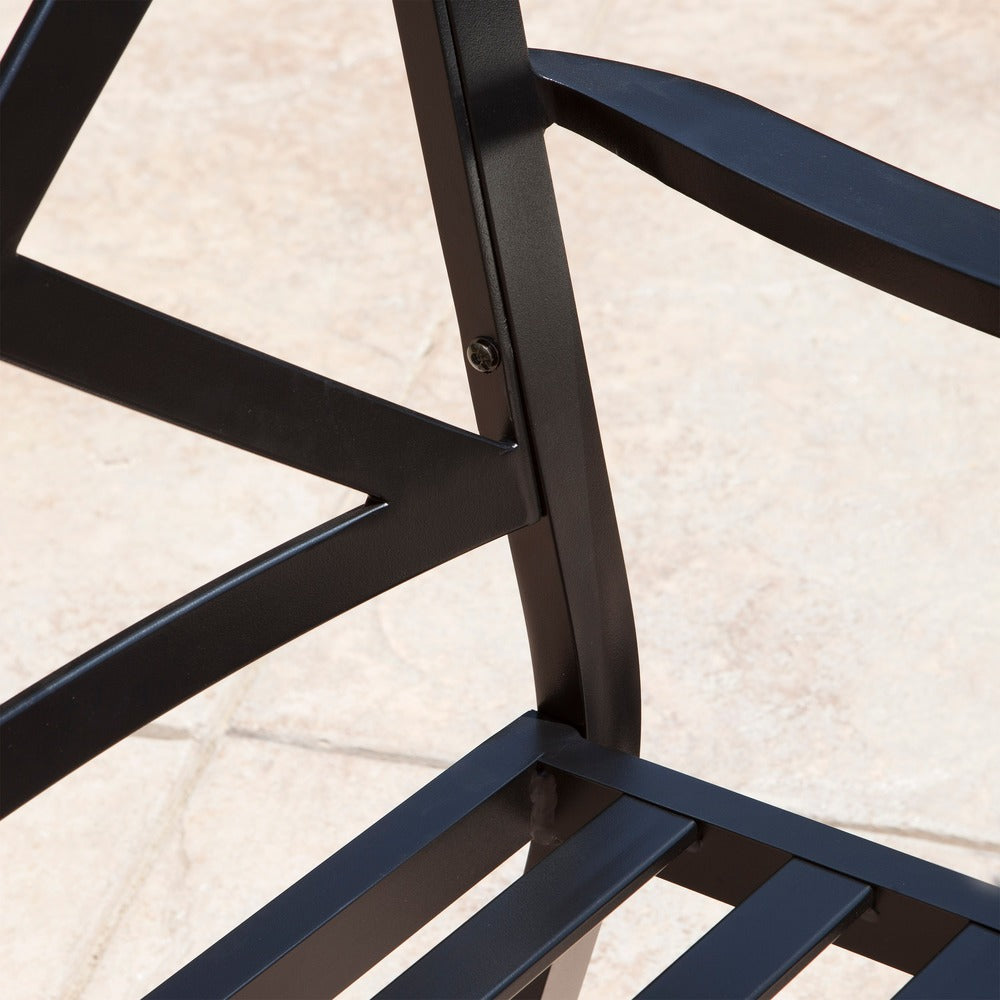 Exuma Outdoor Black Aluminum Chairs with Ivory Cushions (Set of 2) by Christopher Knight Home