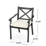 Exuma Outdoor Black Aluminum Chairs with Ivory Cushions (Set of 2) by Christopher Knight Home