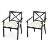 Exuma Outdoor Black Aluminum Chairs with Ivory Cushions (Set of 2) by Christopher Knight Home