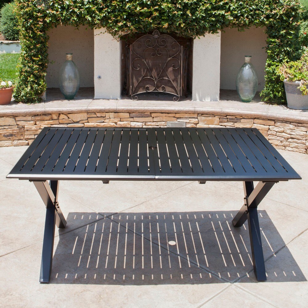 Exuma Outdoor Black Cast Aluminum Rectangular Dining Table by Christopher Knight Home