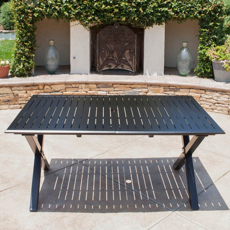 Exuma Outdoor Black Cast Aluminum Rectangular Dining Table by Christopher Knight Home