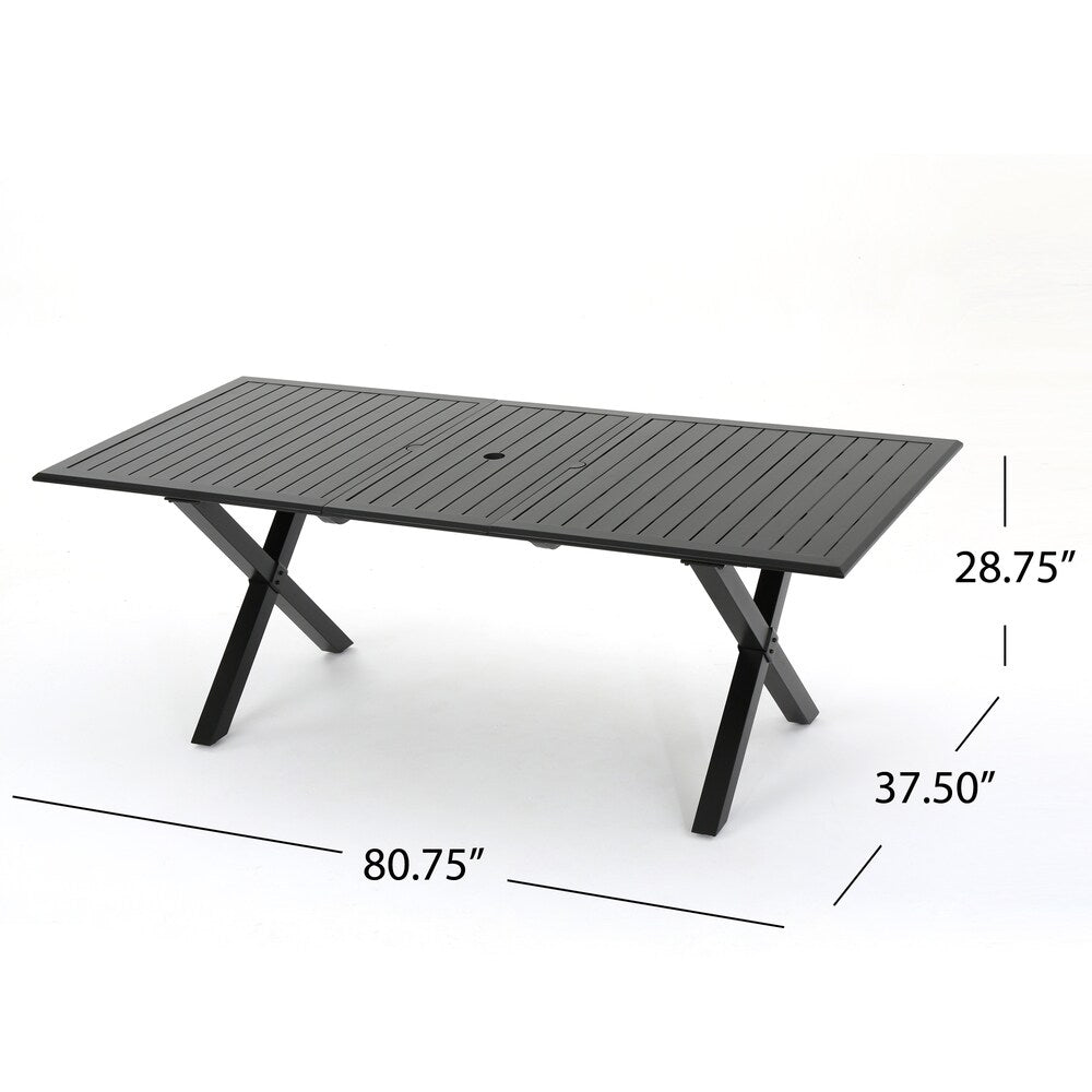 Exuma Outdoor Black Cast Aluminum Rectangular Dining Table by Christopher Knight Home