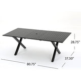 Exuma Outdoor Black Cast Aluminum Rectangular Dining Table by Christopher Knight Home
