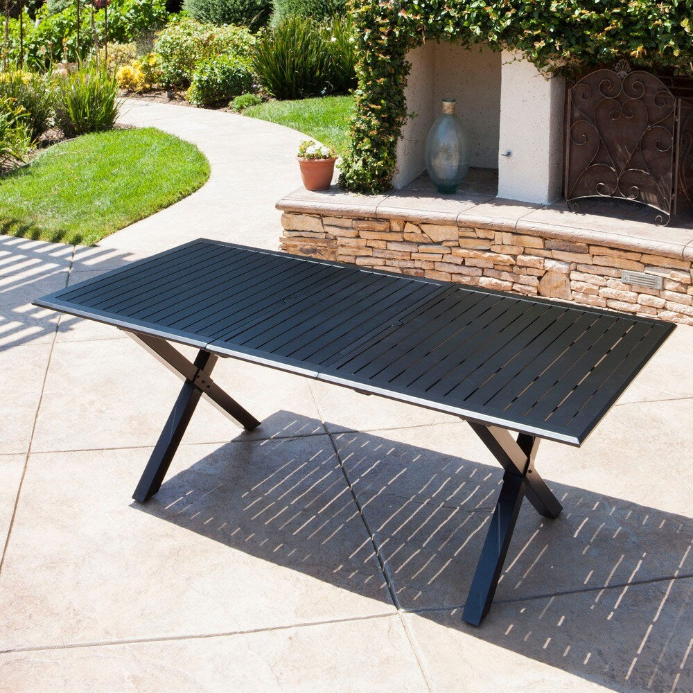 Exuma Outdoor Black Cast Aluminum Rectangular Dining Table by Christopher Knight Home