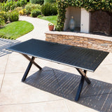 Exuma Outdoor Black Cast Aluminum Rectangular Dining Table by Christopher Knight Home