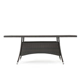 Ezra Outdoor 7-Piece Rectangle Wicker Dining Set by Christopher Knight Home
