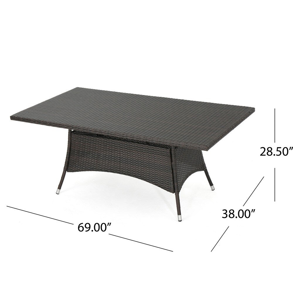 Ezra Outdoor 7-Piece Rectangle Wicker Dining Set by Christopher Knight Home