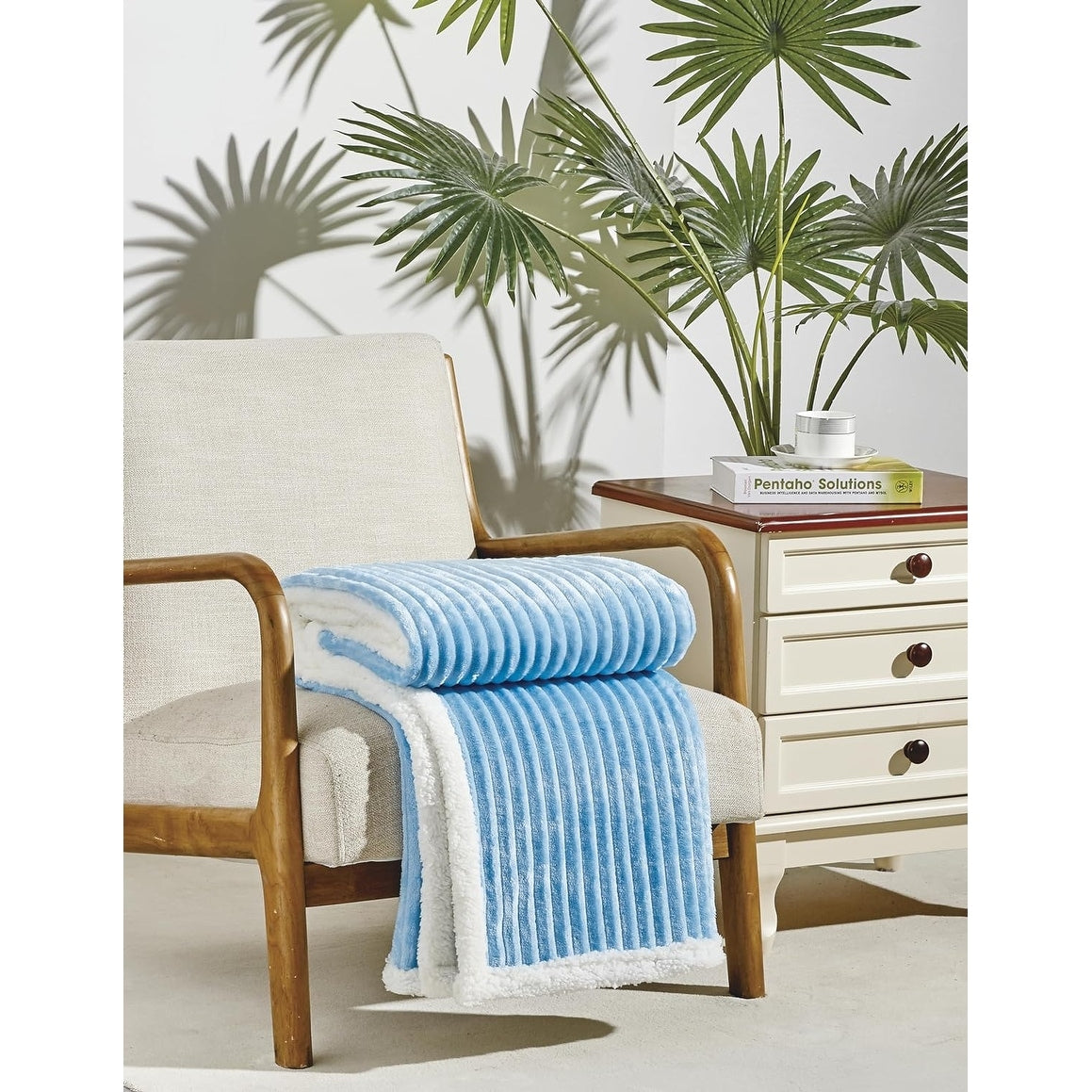 FAITH, HOPE, LOVE HOME DÉCOR Sherpa Corduroy Throw Blanket (50" x 60") - Light Blue
