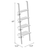 Timechee 4-Tier Bookshelf Leaning Ladder in White - Standard