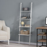 Timechee 4-Tier Bookshelf Leaning Ladder in White - Standard