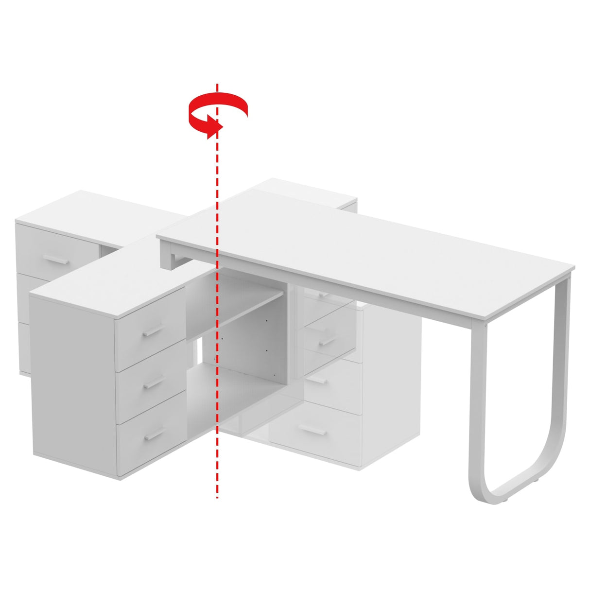 Timechee 55-inch L Shaped Office Computer Desk w/ Drawers, Grey Bron