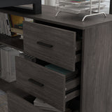 Timechee 55-inch L Shaped Office Computer Desk w/ Drawers, Grey Bron
