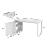 Timechee 55-inch L Shaped Office Computer Desk w/ Drawers, Grey Bron