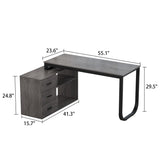 Timechee 55-inch L Shaped Office Computer Desk w/ Drawers, Grey Bron
