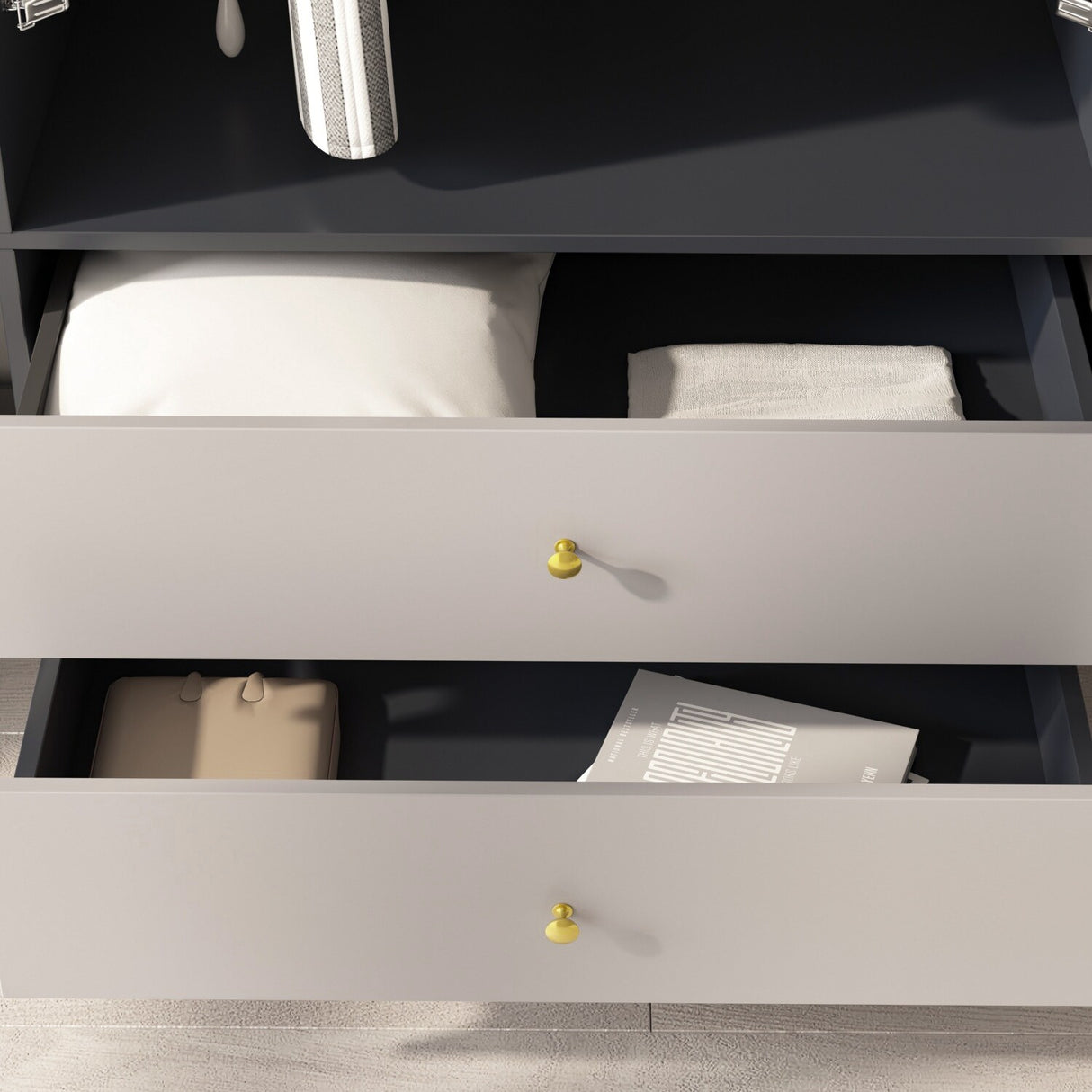 70.9"H Armoires & Wardrobe Two Drawers Hanging Storage Closet Cabinet