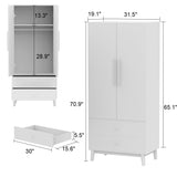 70.9"H Armoires & Wardrobe Two Drawers Hanging Storage Closet Cabinet