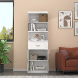 Timechee 70" Tall Bookcase, 2-Door Cabinet Storage w/ Drawer