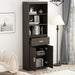 Timechee 70" Tall Bookcase, 2-Door Cabinet Storage w/ Drawer