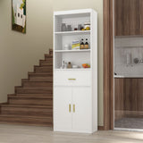 Timechee 70" Tall Bookcase, 2-Door Cabinet Storage w/ Drawer